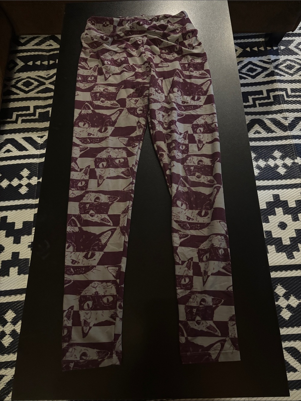 LuLaRoe Purple and Gray Cat Print Leggings